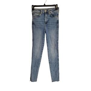 Women's We the Free Free People Lightwash Skinny Jeans Raw Ankle Hems | Size 26